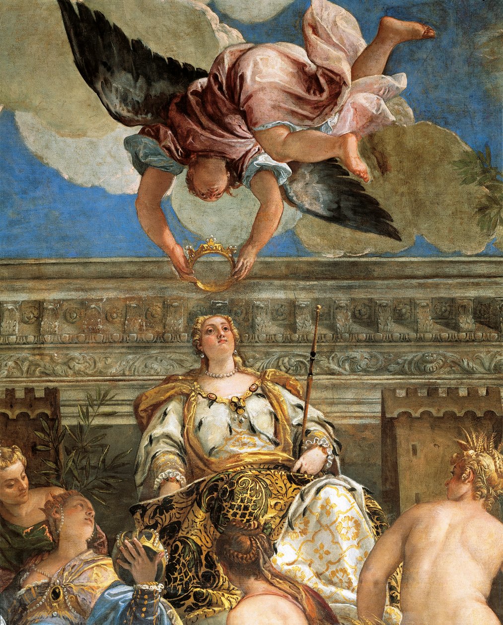 Paolo Veronesen (1528-1588) Venetsian apoteoosi, fresko, yksityiskohta, Sala del Maggior Consiglio (suurkokoussali), Palazzo Ducale, Venetsia tekijältä (1528 88) Veronese