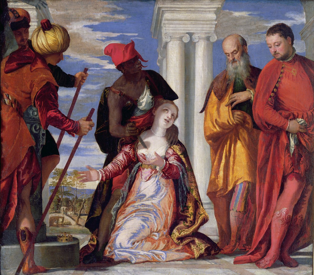 Pyhän Justinuksen marttyyrikuolema, n. 1555 (öljy kankaalle) tekijältä Veronese