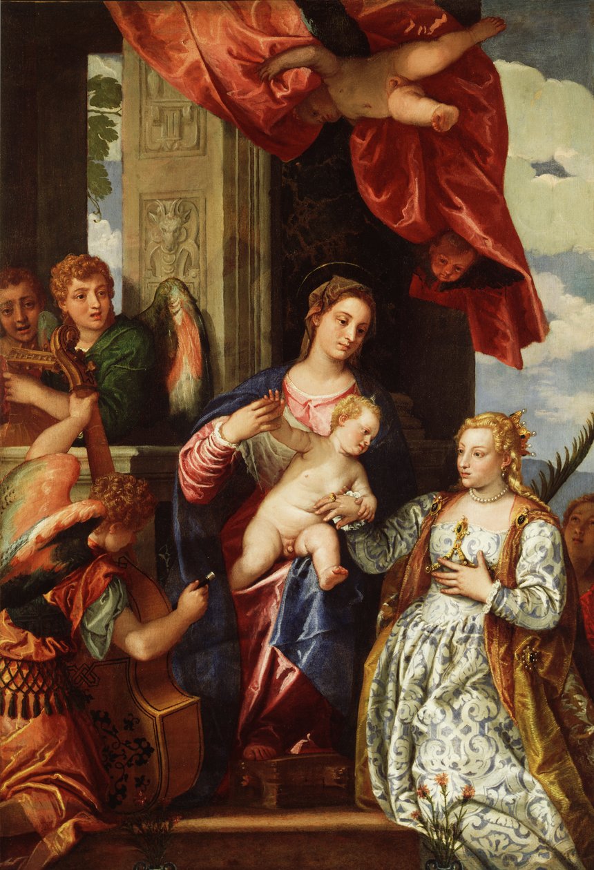 Pyhän Katariinan mystinen avioliitto, noin 1550-1560 (öljy kankaalle). tekijältä (1528 88) Veronese