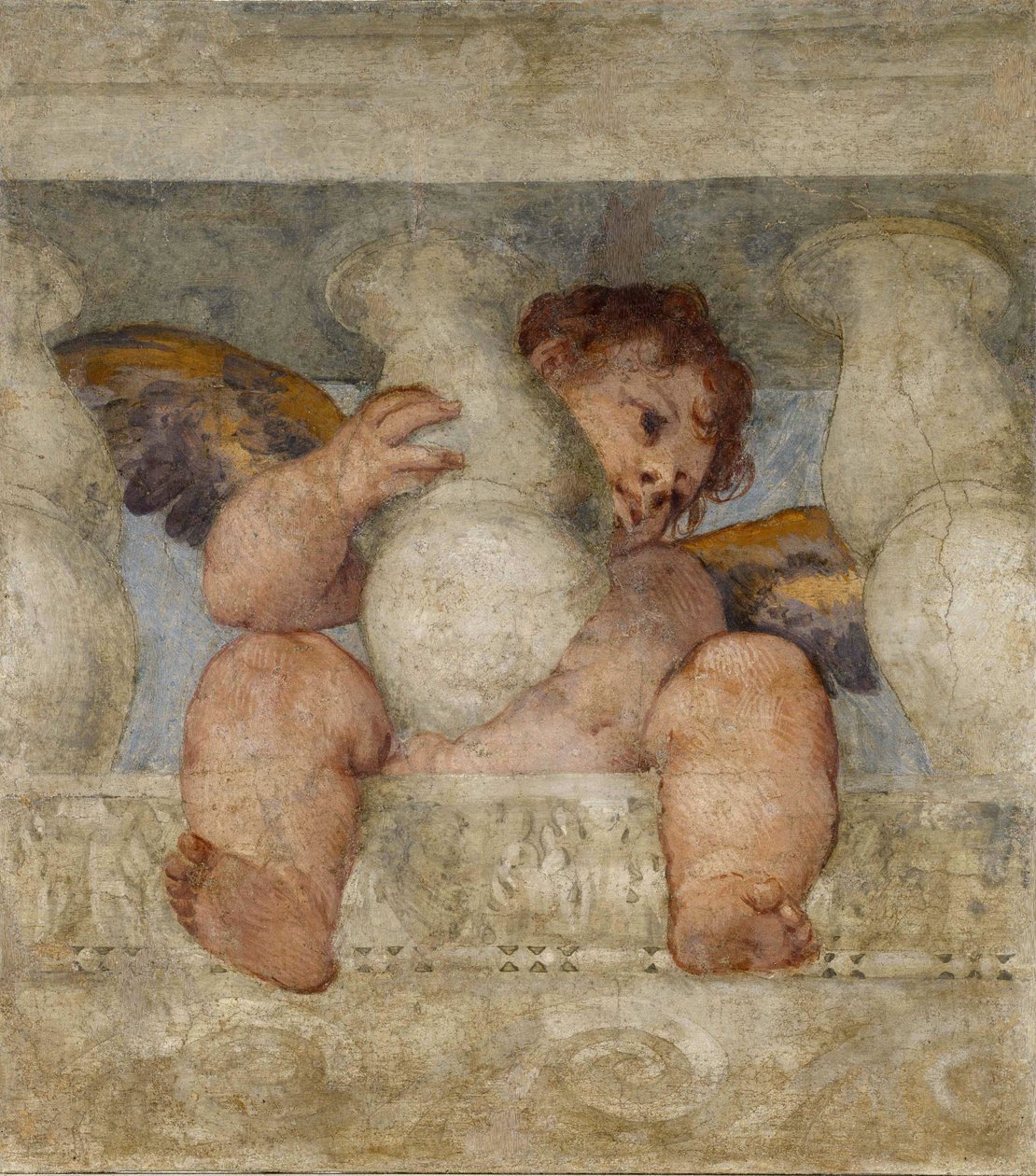 Enkeli istuu kaiteen päällä Veronese, Paolo (1528-1588). Fresko, koko: 115x87 tekijältä Veronese