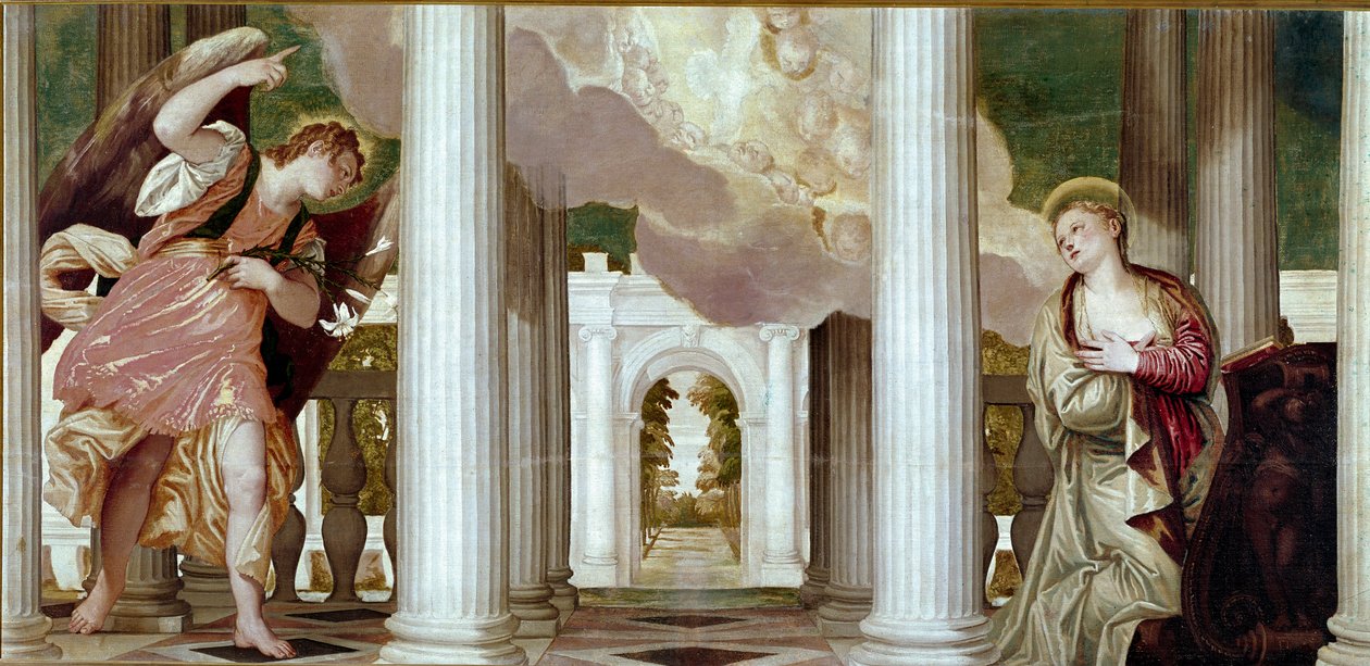 Ilmoitus. Paolo Caliarin maalaus Paolo Veronese (1528-1588) tekijältä Veronese