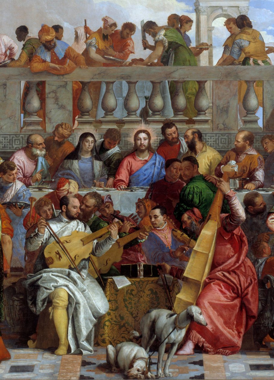 Keskeinen yksityiskohta Veronesen "" Les Noces de Cana (Le nozze di Cana)" -kappaleesta tekijältä Veronese