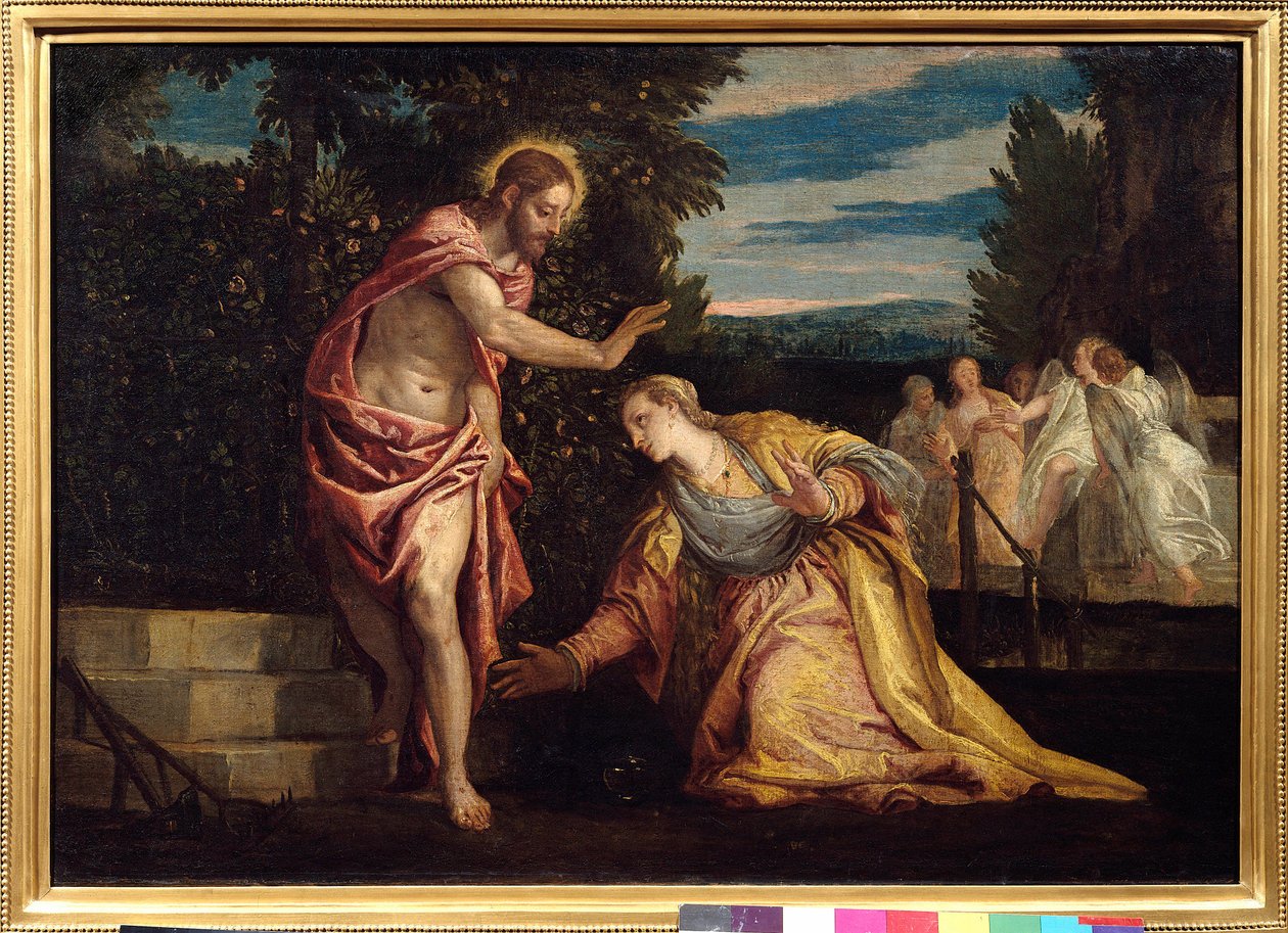 Kristus ilmestyy Madeleinen (Noli me tangere) Paolo Veronesen (1528-1588) maalaus Dim. 0,67 x 0,97 m. Grenoble. Musee Des Beaux Arts - Kristus ilmestyy Magdalan Marialle (Noli Me Tangere). Paolo Veronesen (1528-1588) maalaus. 0,67 x 0,95 m. Bea tekijältä Veronese