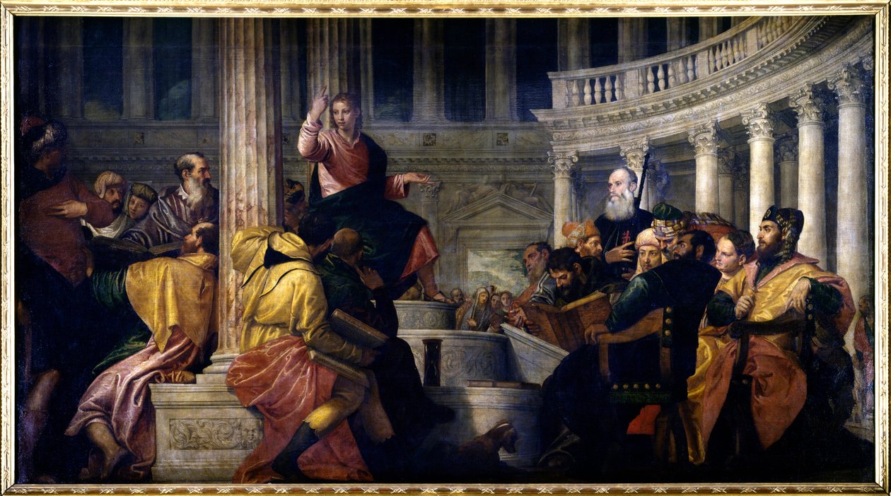 Jeesus puhuu lääkäreille. Paolo Veronesen (1528-1588) maalaus tekijältä Veronese