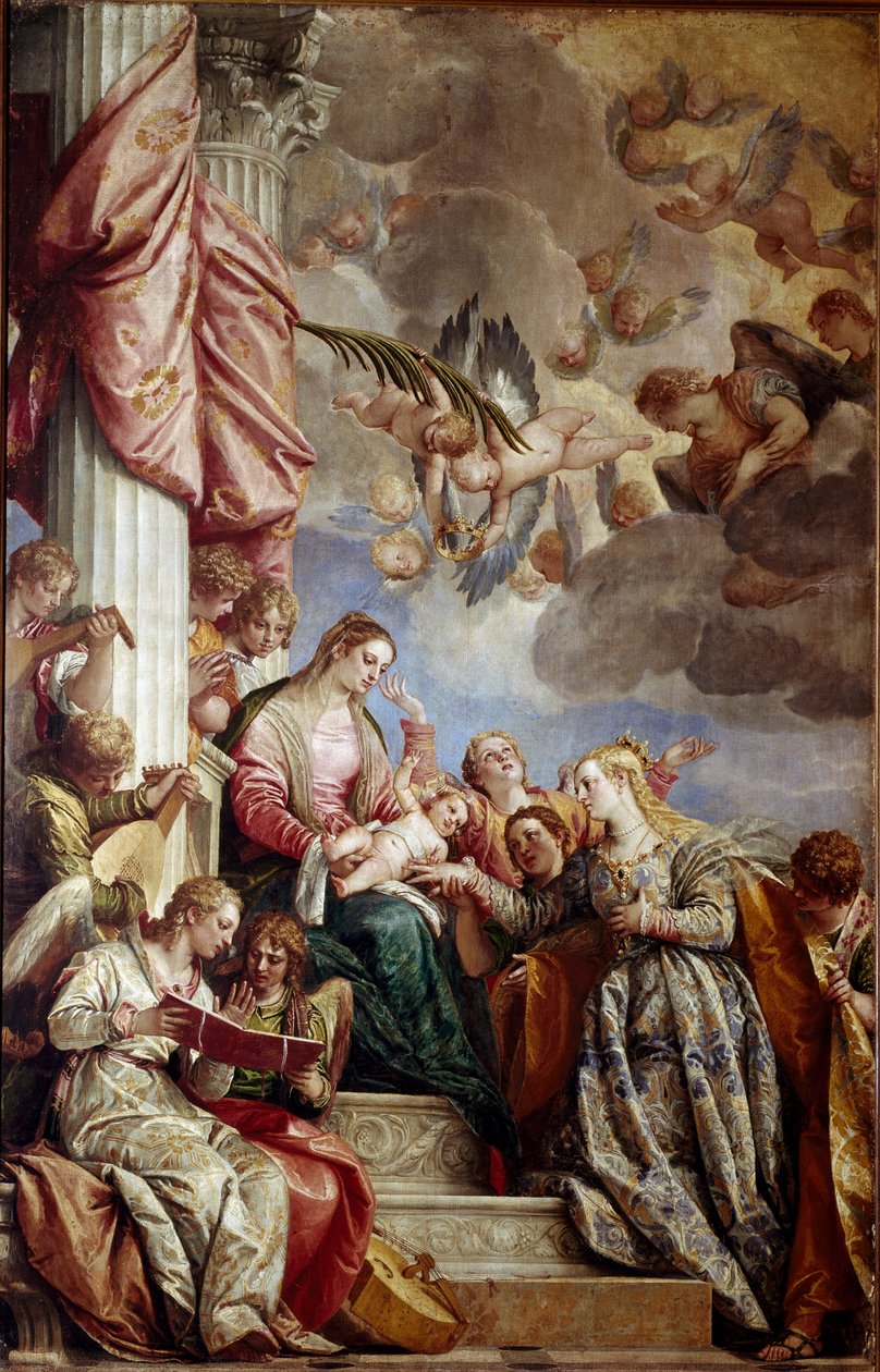 Pyhän Katariinan mystinen avioliitto. Paolo Caliarin maalaus Paolo Veronese (1528-1588), noin 1575. Öljy kankaalle. Mitat: 337 x 241 cm. Venetsia, Gallerie del 