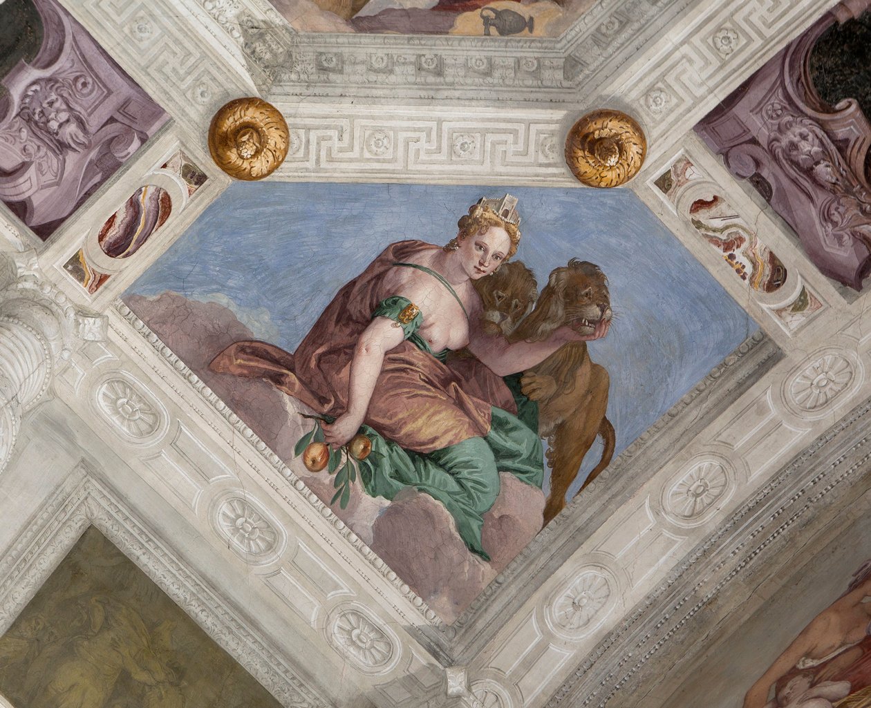 Paolo Caliari tunnetaan nimellä Veronese, fresko, Villa Barbaro, Maser, Italia tekijältä Veronese