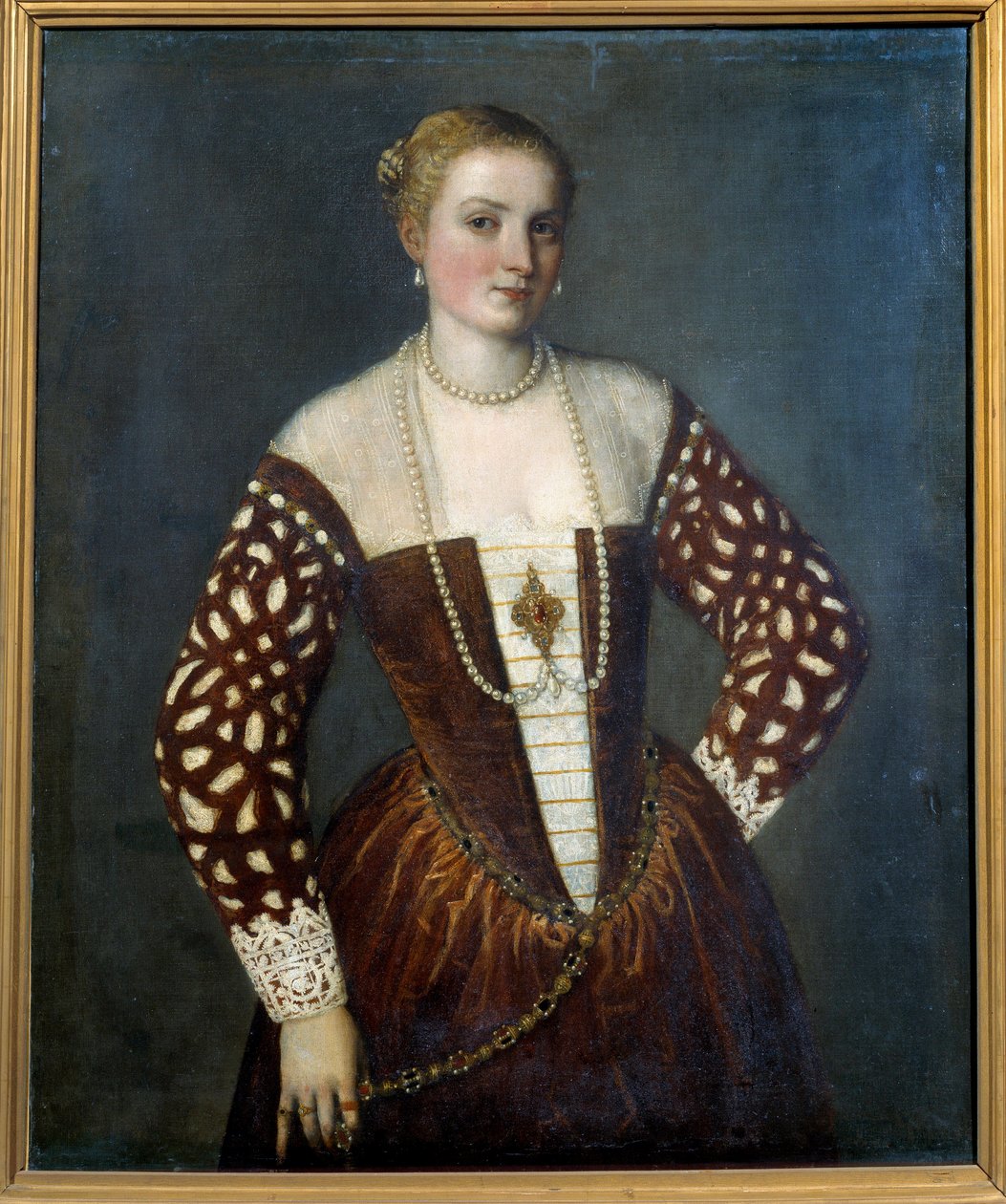 Venetsialaisen naisen muotokuva. Paolo Veronesen (1528-1588) maalaus tekijältä Veronese