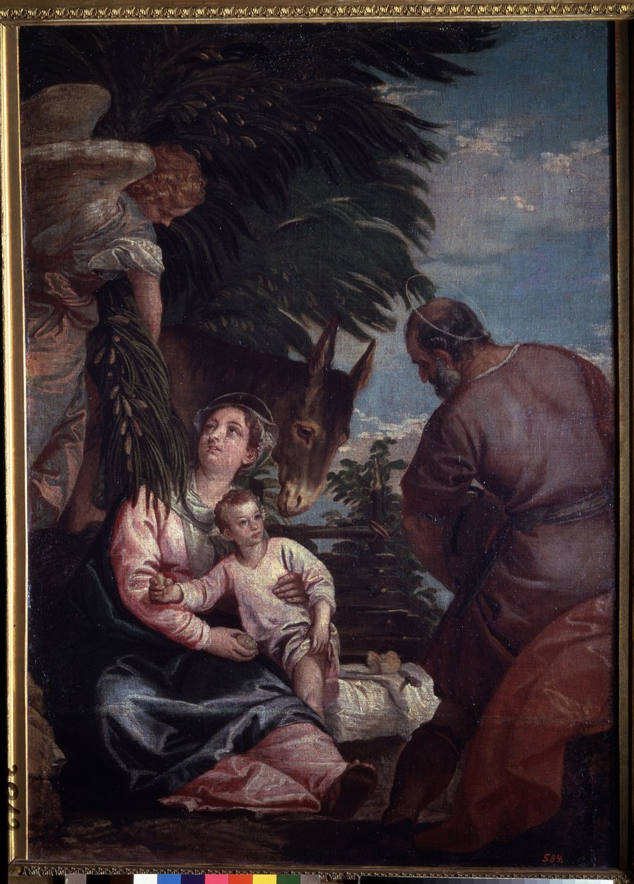 Lepää lennolla Egyptiin. Paolo Veronesen (1528-1588) maalaus. Öljy kankaalle tekijältä Veronese