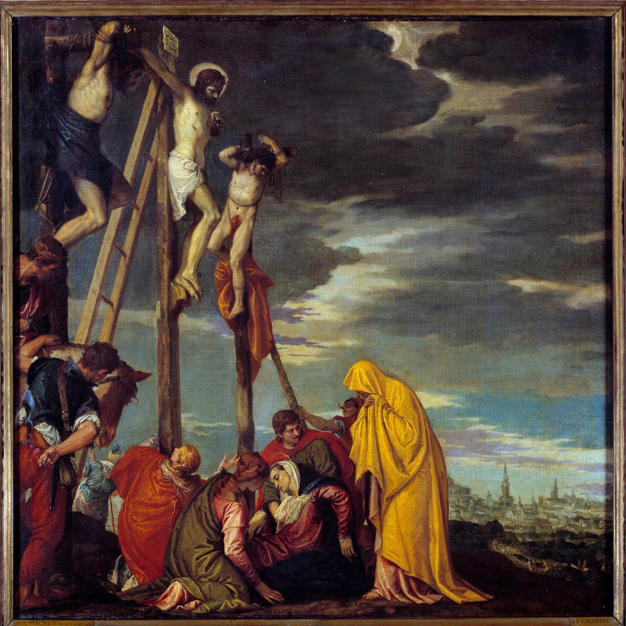 Paolo Caliari dit Paolo Veronese (1528-1588) Golgatamaalaus 1500-luvun su. 1,02x1,02 m tekijältä Veronese