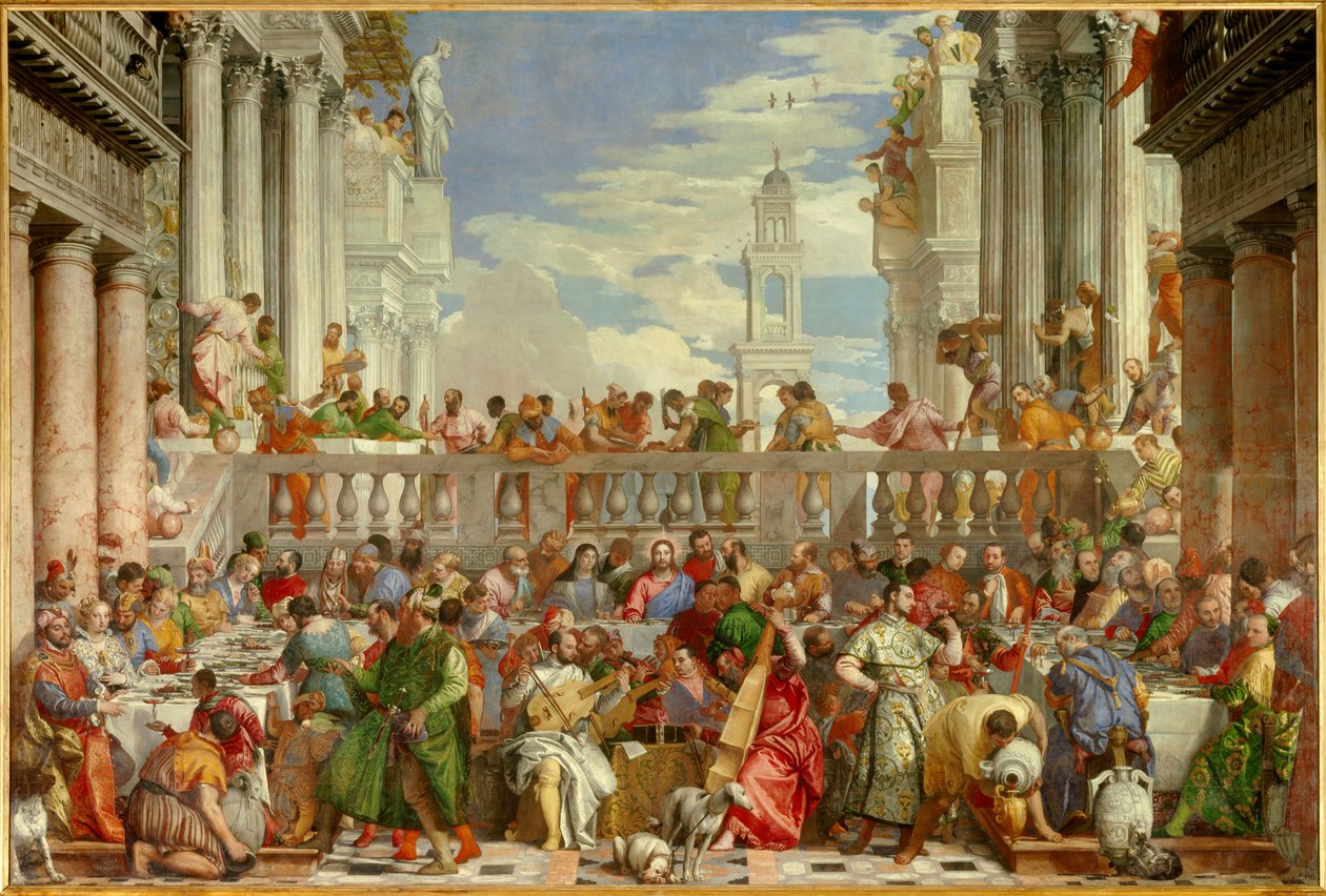 Canan häät (Le nozze di Cana) (Ihme veden muuttumisesta viiniksi"" Paolo Caliari dit Paolo Veronese (1528-1588) maalaus tekijältä Veronese