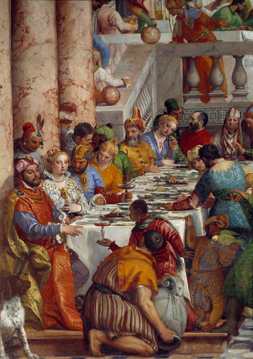 Kaanan häät, yksityiskohta: Prinssien ateria. Fresko Paolo Veronese (1528-1588) Ec. pe tekijältä Veronese