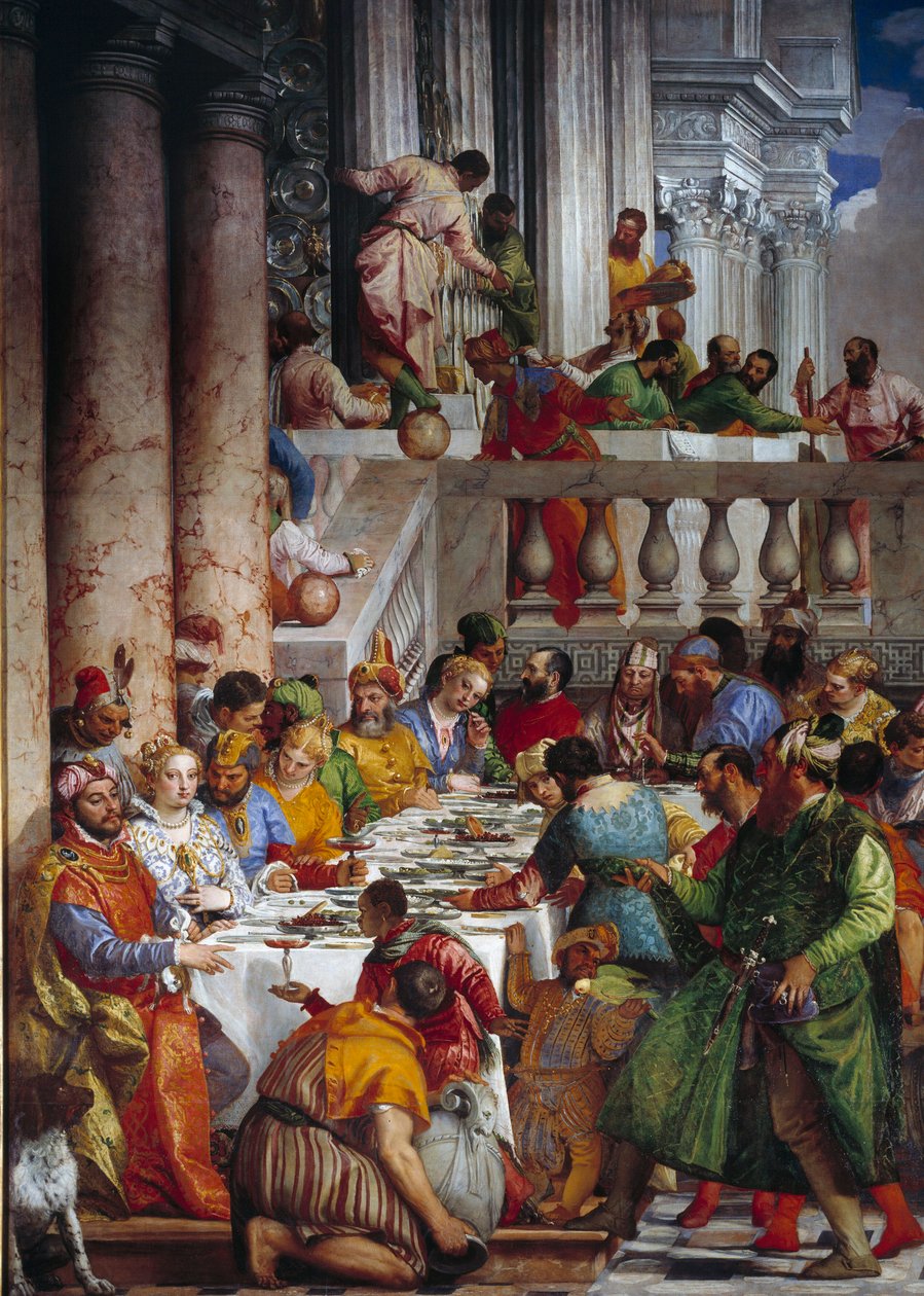 Kaanan häät, yksityiskohta: Prinssien ateria. Fresko Paolo Veronese (1528-1588) Ec. pe tekijältä Veronese