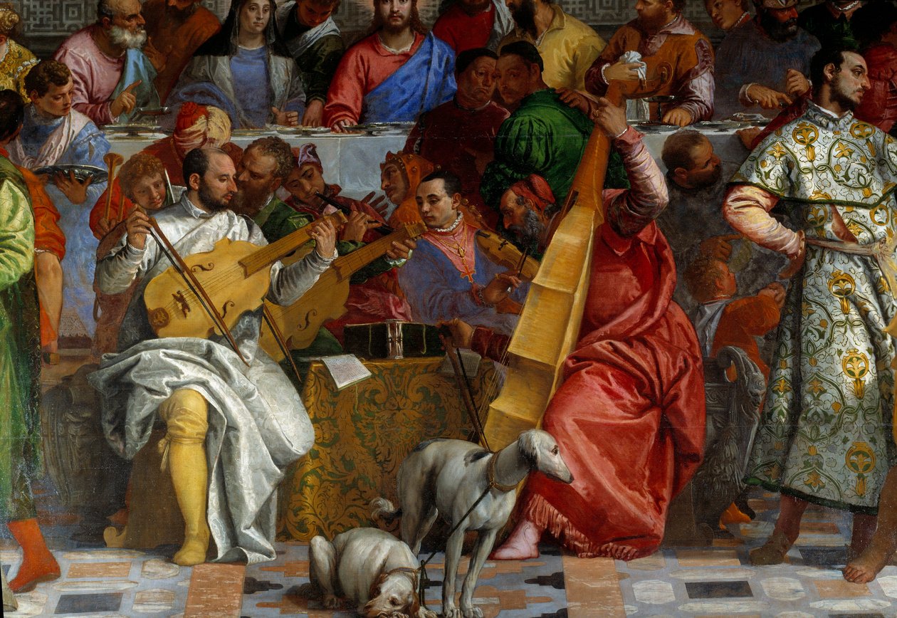 Kaanan häät, yksityiskohta: muusikot. Fresko Paolo Veronese (1528-1588) Ec. pe tekijältä Veronese
