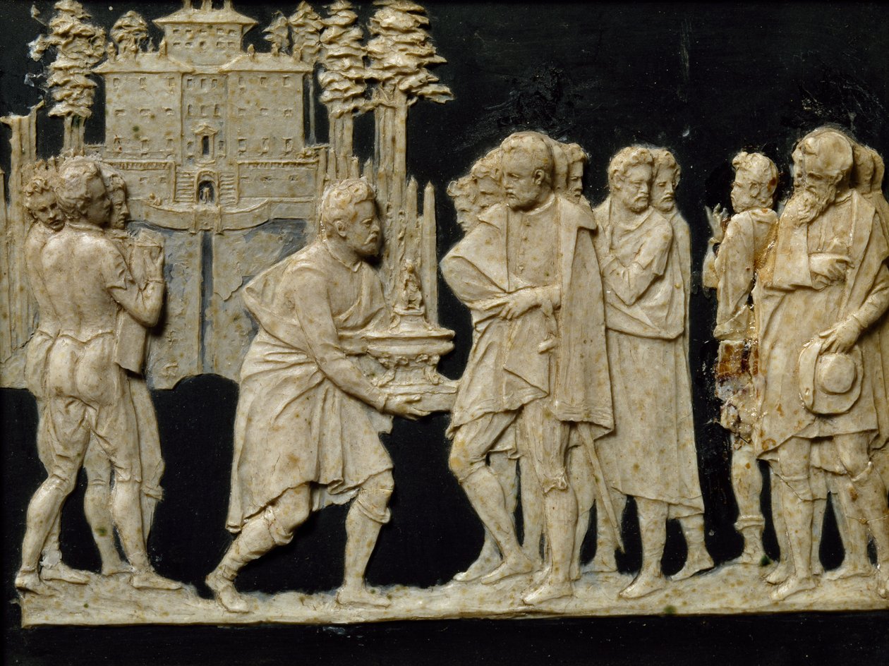 Jean de Boulognen eli Giambolognan (1529-1608) Pratolinon mallisuihkulähteen esittely Francesco I:lle, vahalaatta tekijältä Giambologna
