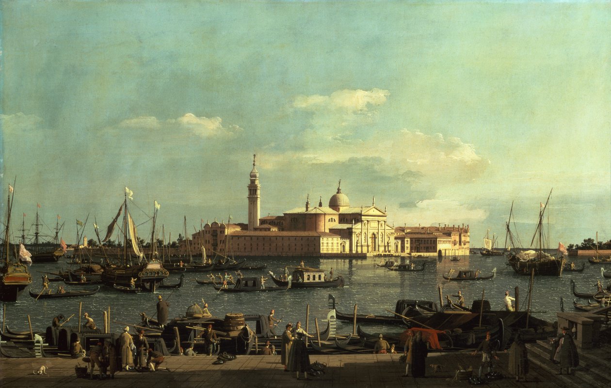 Näkymä San Marcon altaalle Riva Degli Schiavonilta, Venetsialta (öljy kankaalle) tekijältä Canaletto