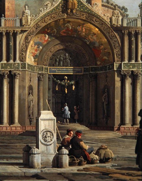 Yksityiskohta teoksesta Capriccio kirkosta (öljy kankaalle) tekijältä Canaletto