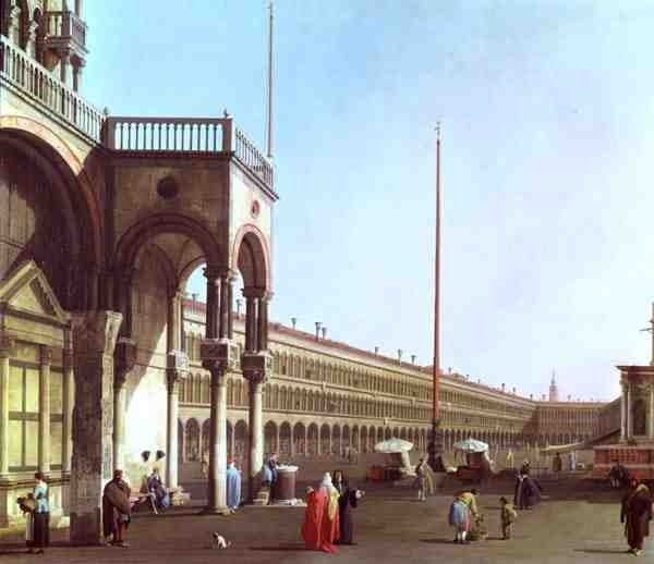Piazza di San Marco Dogesien palatsista (öljy kankaalle) tekijältä Canaletto