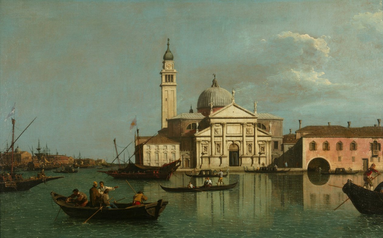 San Giorgio Maggioren kirkko, Venetsia, n. 1740 (öljy kankaalle) tekijältä (1697 1768) Canaletto