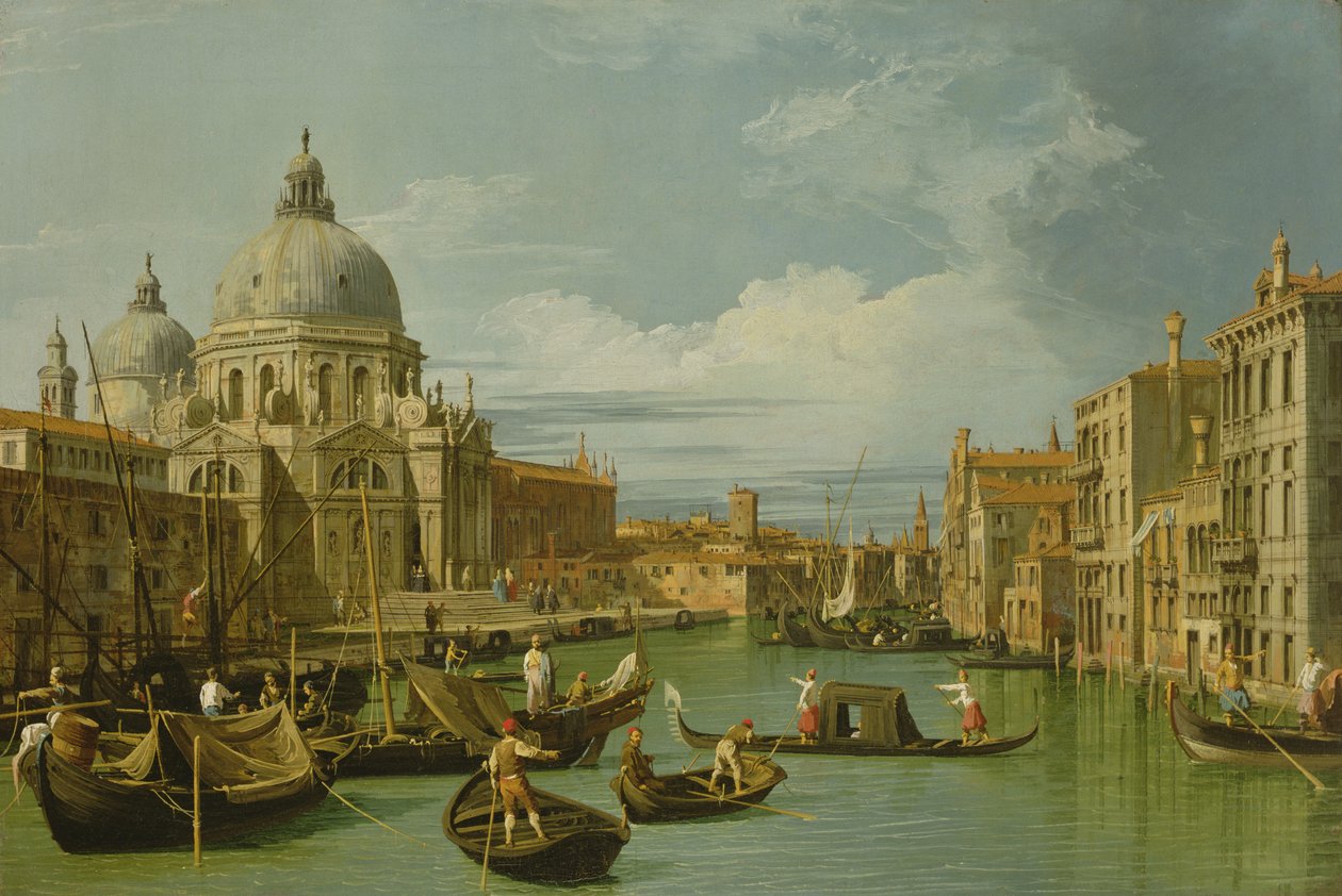 Sisäänkäynti Grand Canalille, Venetsia, n. 1730 (öljy kankaalle) tekijältä Canaletto