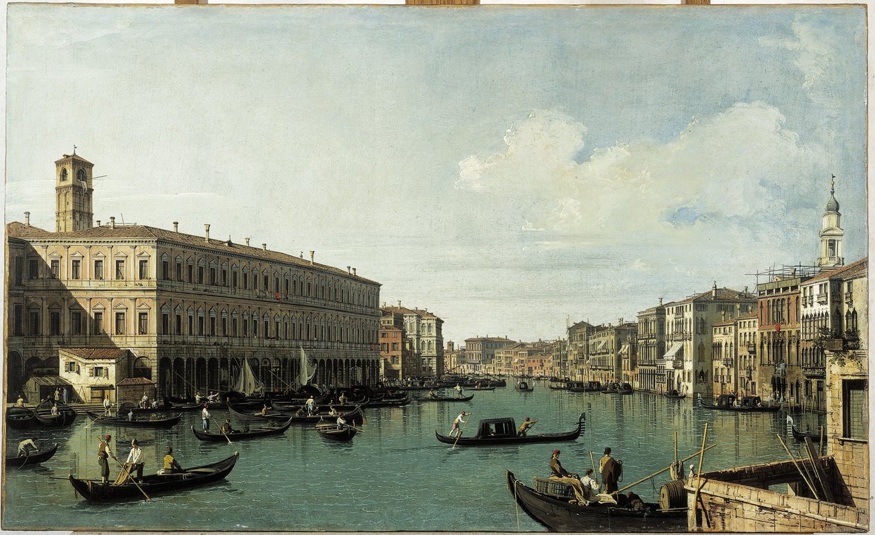 Grand Canal Rialton sillalta nähtynä, noin 1725 (maalaus). tekijältä (1697 1768) Canaletto