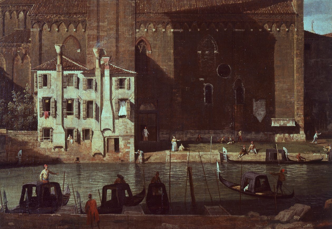 Campo (aukio) San Vidalin kivenhakkaajan tuomioistuin ja Santa Maria della Carita -kirkko, .c.1725 (öljy kankaalle) tekijältä (1697 1768) Canaletto