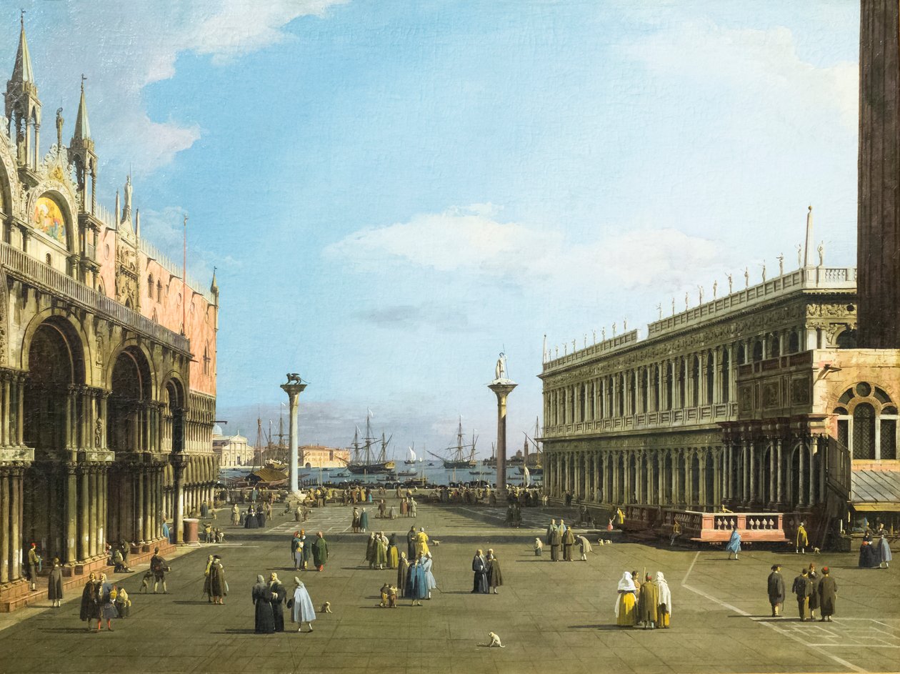 Venetsia, Piazzetta ja San Marcon kirjasto tekijältä (1697 1768) Canaletto
