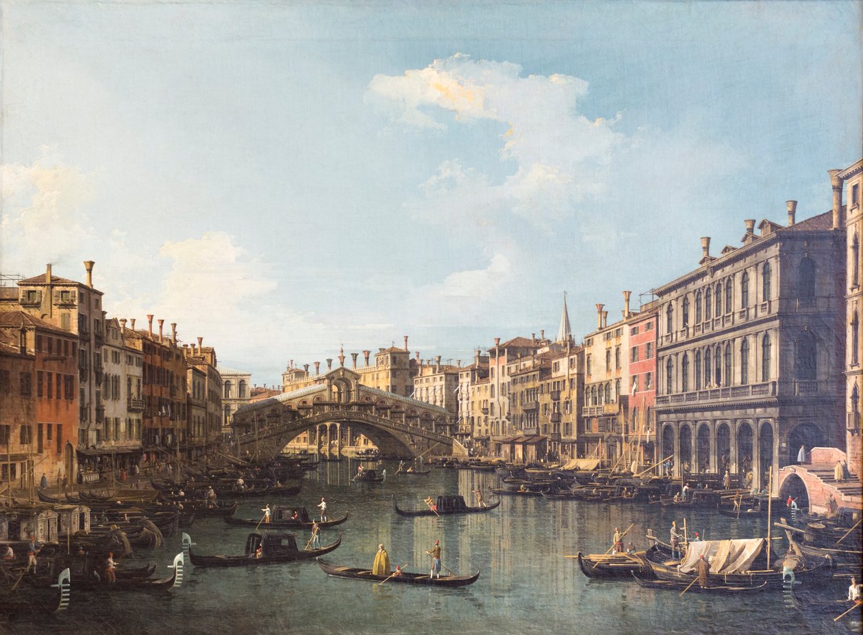 Näkymä Venetsiaan Rialton sillalla tekijältä (1697 1768) Canaletto