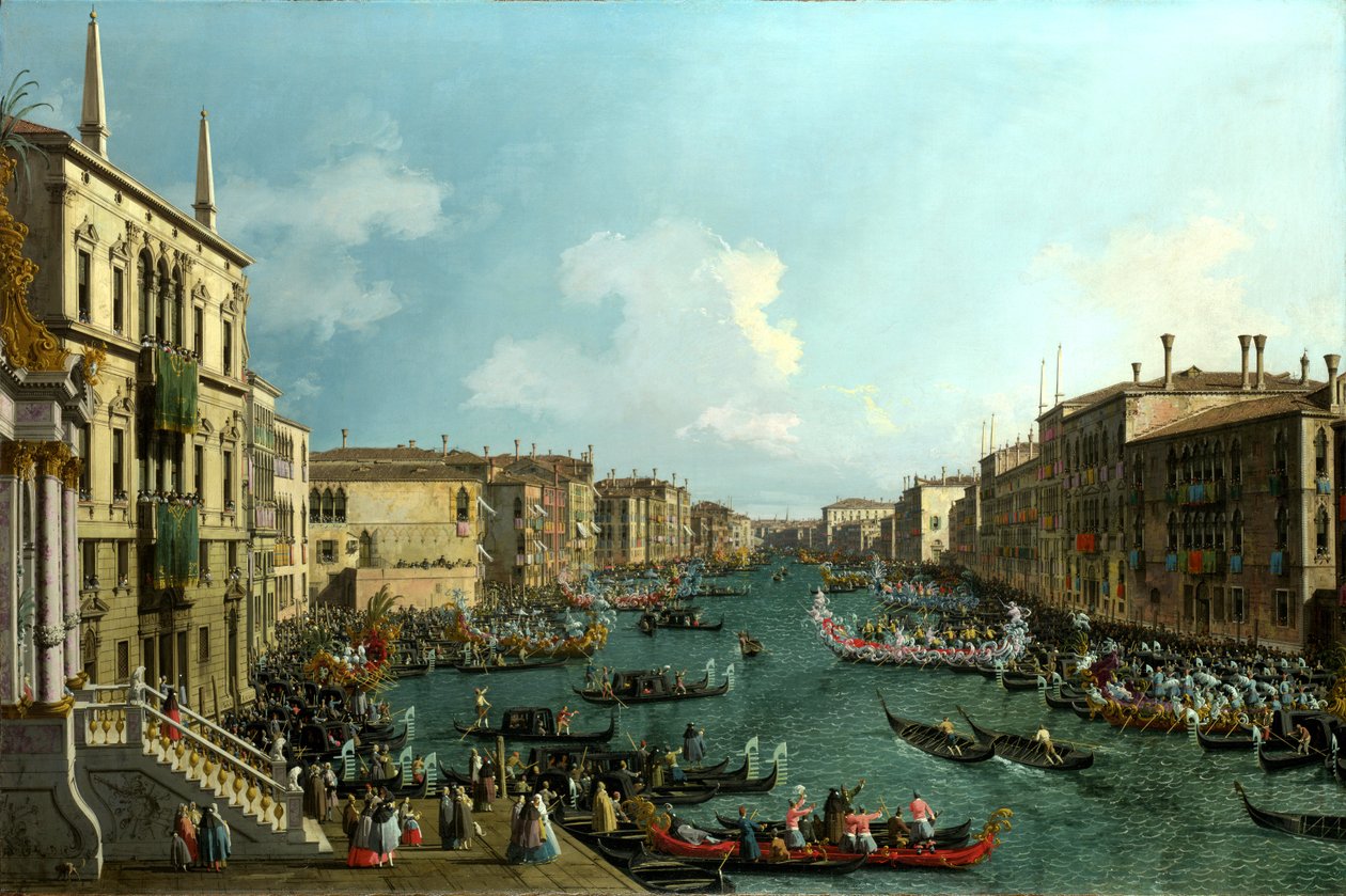 Regatta Grand Canalilla, noin 1740 (öljy kankaalle). tekijältä (1697 1768) Canaletto