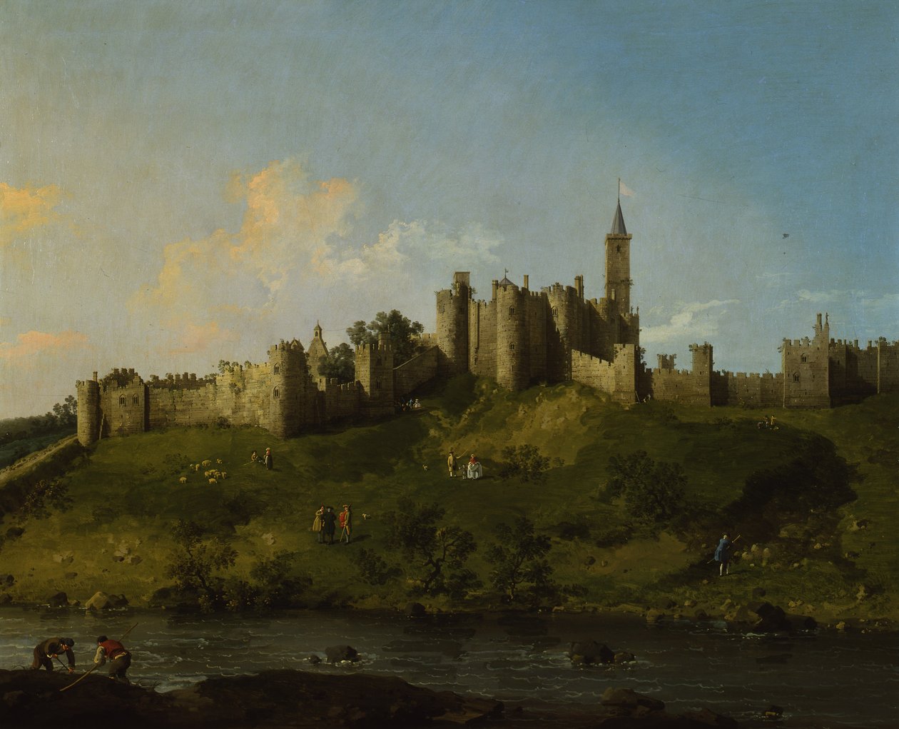 Näkymä Alnwickin linnalle tekijältä Canaletto