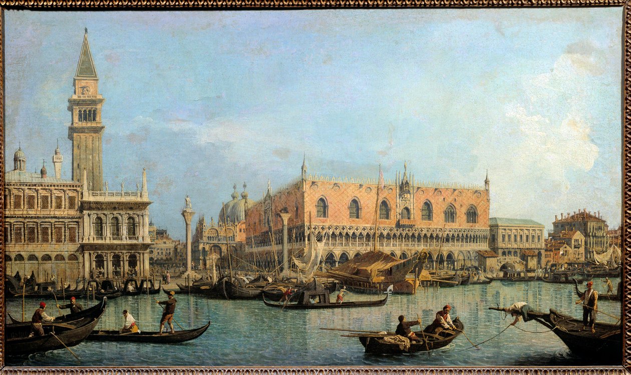 Le Mole, näkymä Pyhän Markuksen altaalta Venetsiaan Antonio Canal dit Canaletton maalaus (1697-1768) 1700-luvun su. 0,47x0,81 m - Molo Venetsian San Marcon altaalta. Antonio Canalin maalaus nimeltä Canaletto (1697-1768) tekijältä Canaletto