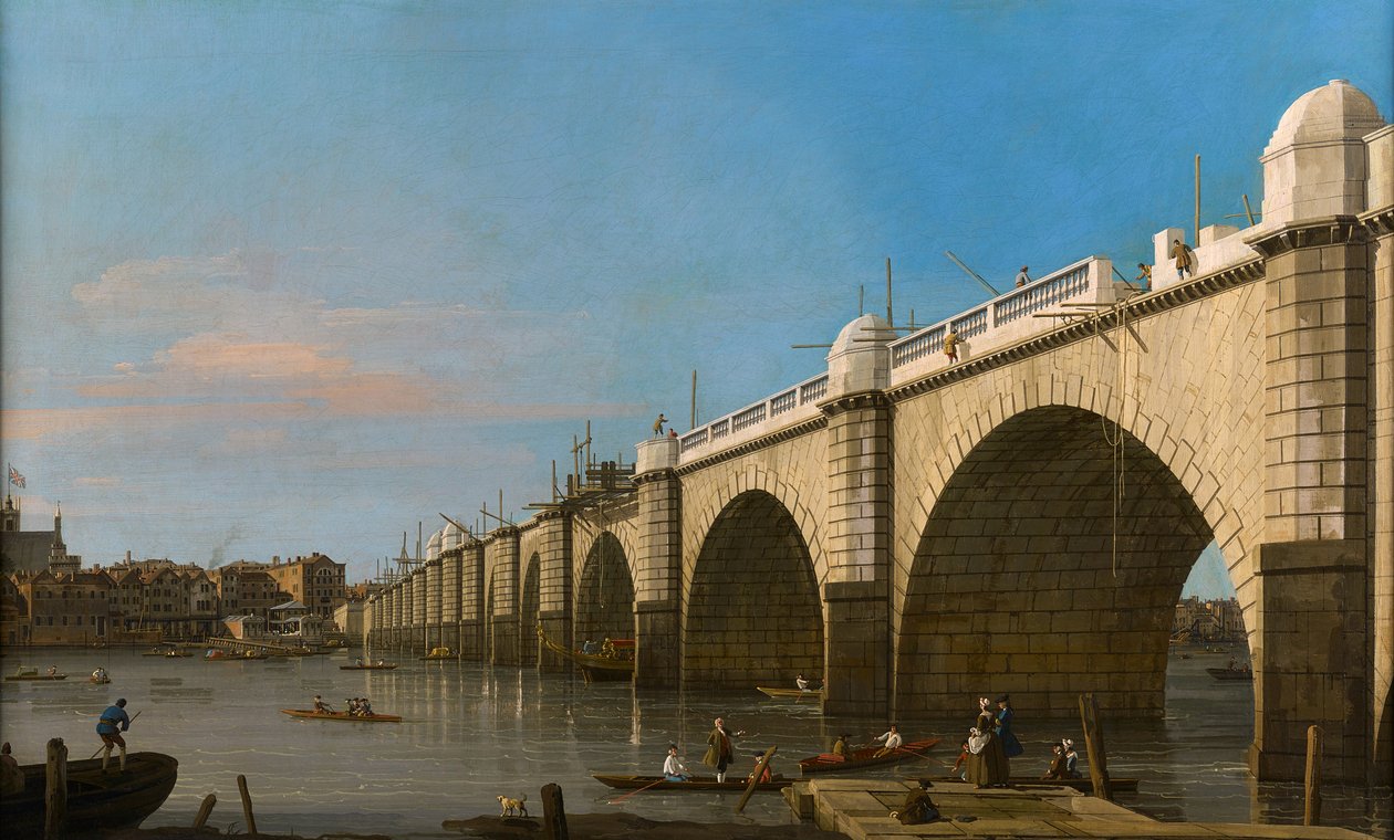 Lontoo, Westminster Bridge rakenteilla, kaakosta katsottuna tekijältä Canaletto