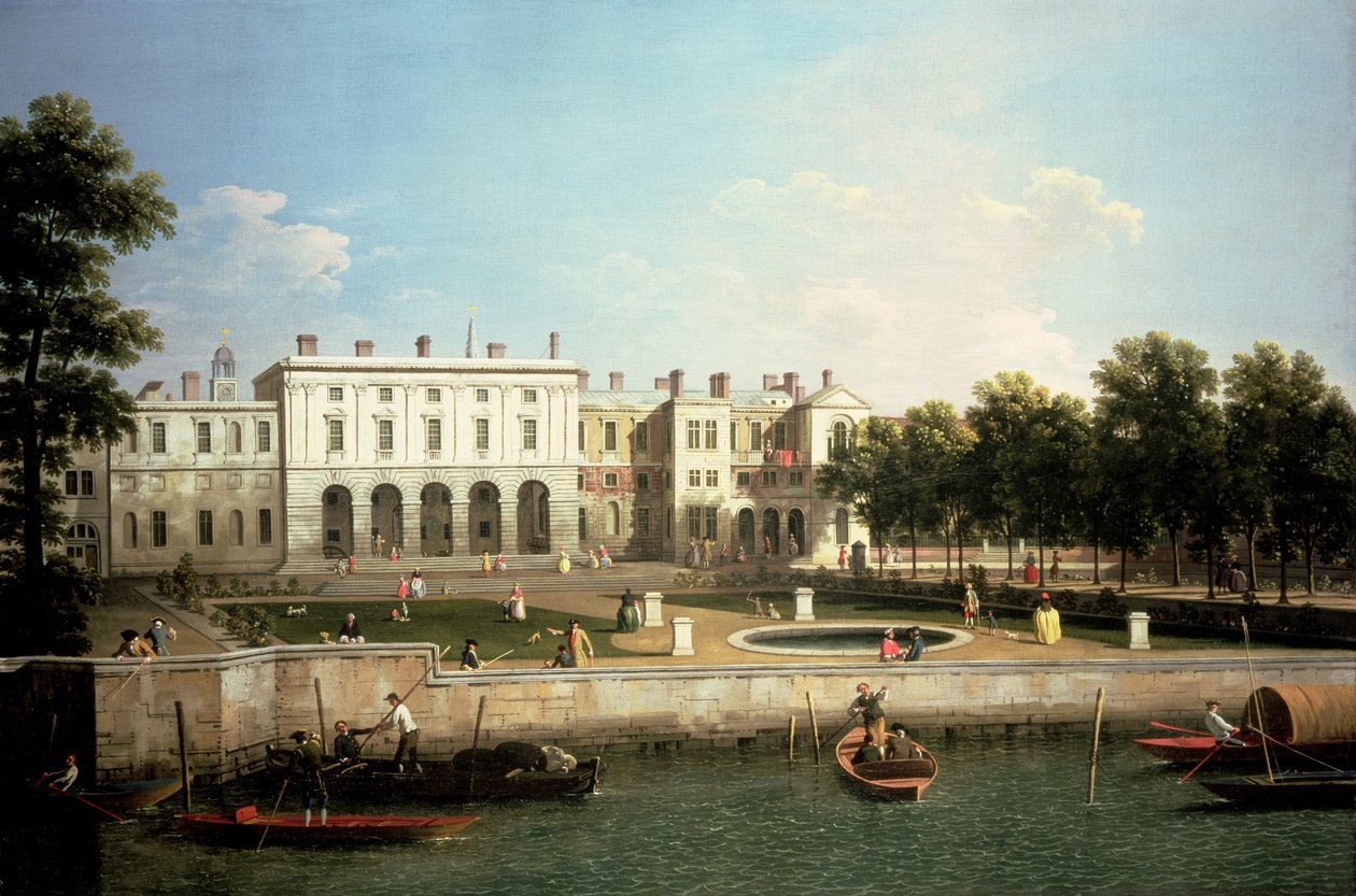 Old Somerset House Thames-joelta, Lontoo (öljy kankaalle) tekijältä Canaletto