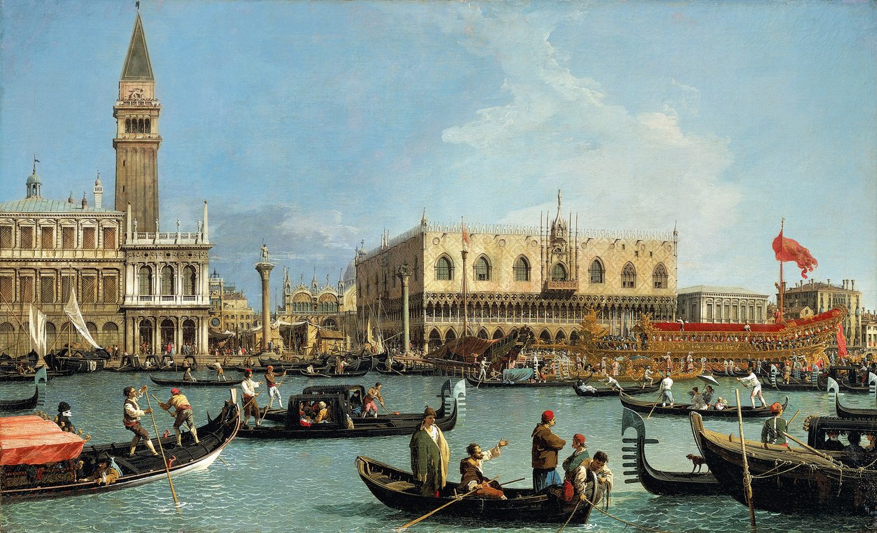 Bucintoron paluu Moloon helatorstaina tekijältä Canaletto