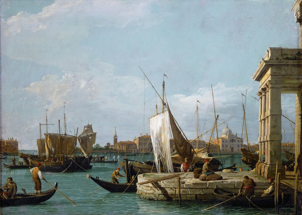 Rokokoo: Punta della Dogana (Tulli) Venetsiassa par Canaletto (1697-1768), n. 1725. Öljy kankaalle, 46x63,4. Taidehistoriallinen museo, Vienne tekijältä Canaletto