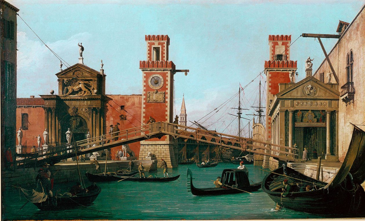 Arsenal-silta Venetsiassa Giovanni Antonio Canalin maalaus nimeltä Canaletto (1697-1768) 1730-1731 Sun. 47x79 cm Englanti, Woburn Abbey tekijältä Canaletto