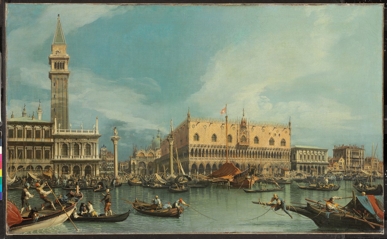 Molo, Venetsia, Bacino di San Marcosta (öljy kankaalle) tekijältä Canaletto