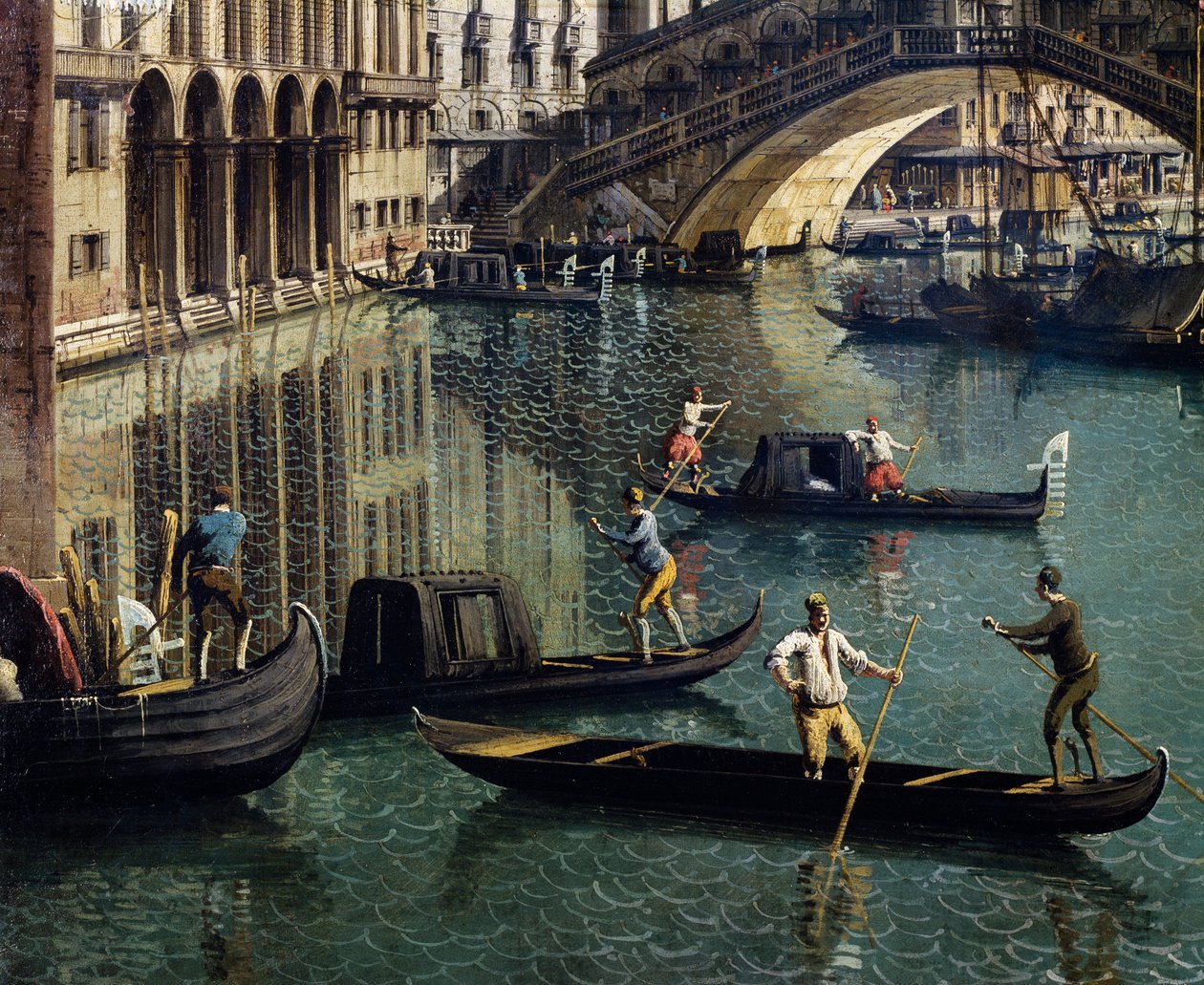 Rialton silta Venetsiassa, yksityiskohta (öljy kankaalle) tekijältä Canaletto