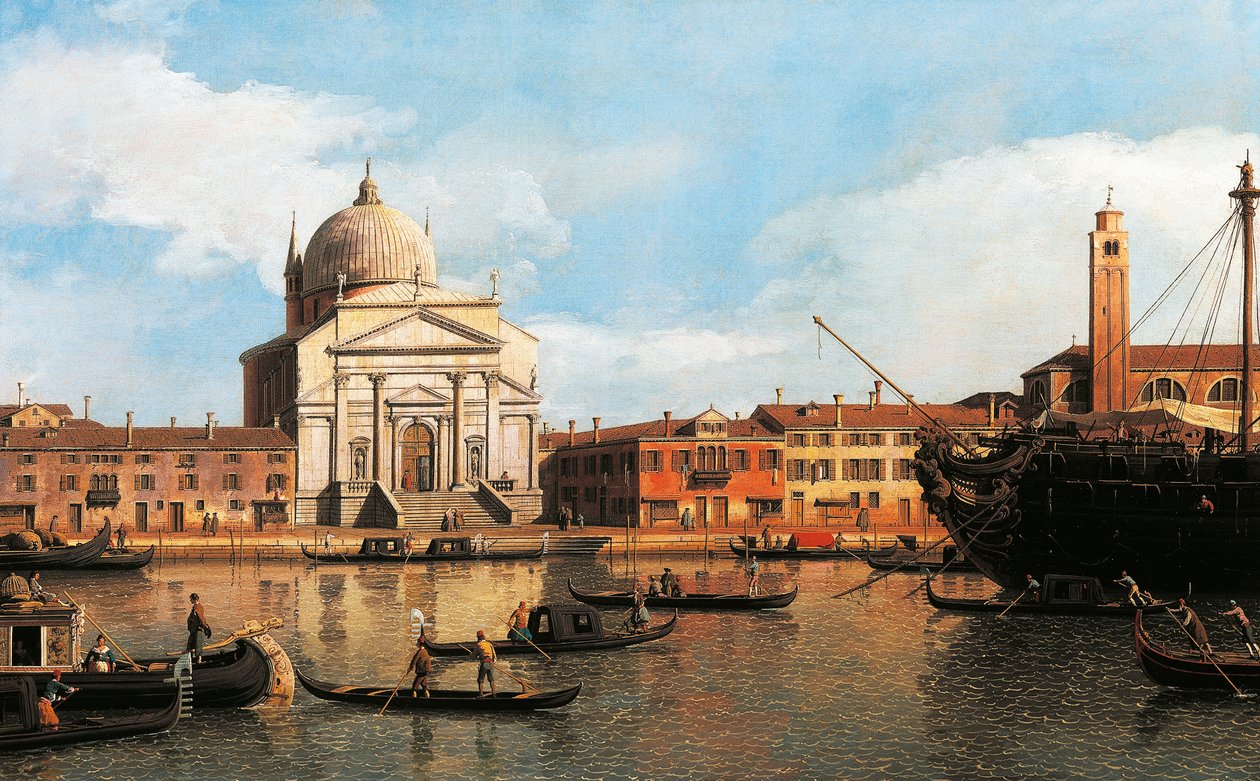 Näkymä Lunastajan ja Pyhän Jaakobin kirkolle, Venetsia tekijältä Canaletto