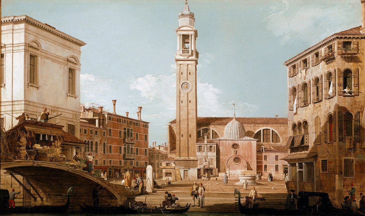 Näkymä Campo dei santi apostolille Venetsiassa (öljy kankaalle tekijältä Canaletto