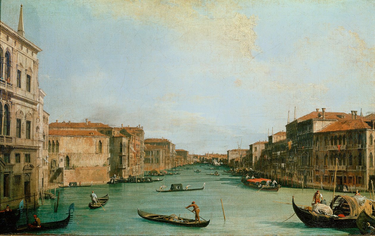 Näkymä Canal Grandelle Balbin palatsista Venetsiassa (öljy kankaalle tekijältä Canaletto