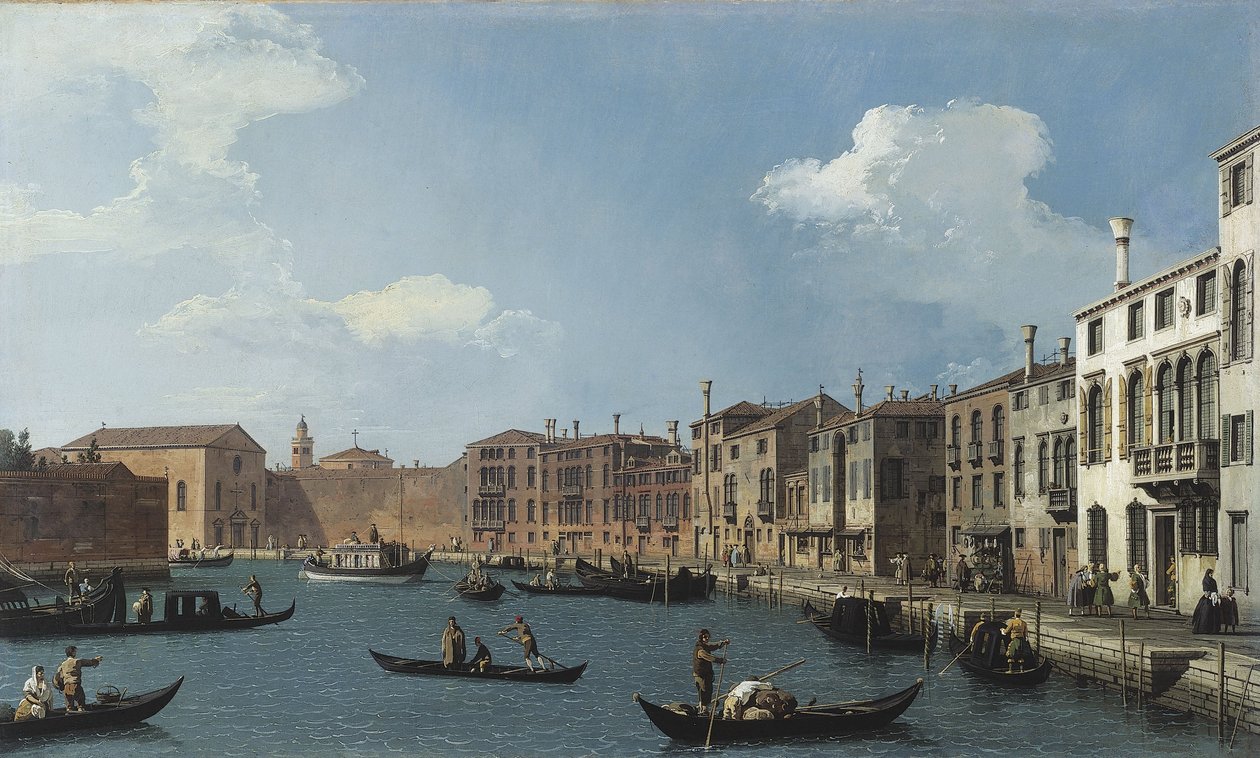 Näkymä Santa Chiaran kanavalle, Venetsia, n. 1730 (öljy) tekijältä (1697 1768) Canaletto