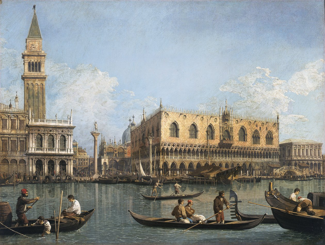 Näkymä San Marcon altaalle Punta della Doganalta tekijältä Canaletto