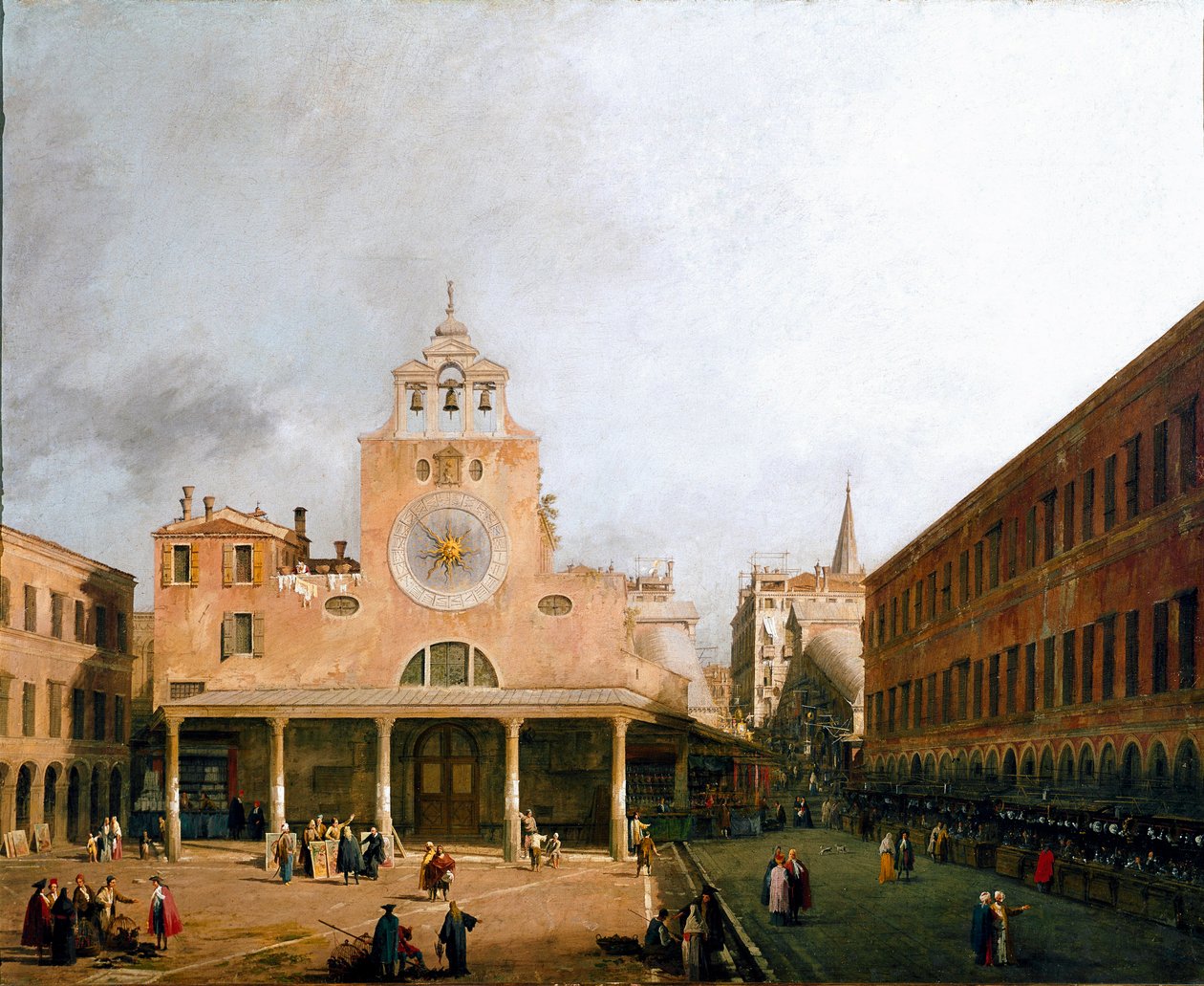 Näkymä Campo san Giacometto a Venetsiasta Canaletton maalaus (Giovanni Antonio Canal il) (1697-1768) 1729 Koko 95,5x117 cm Dresden, Staatliche Gemaldegalerie tekijältä Canaletto