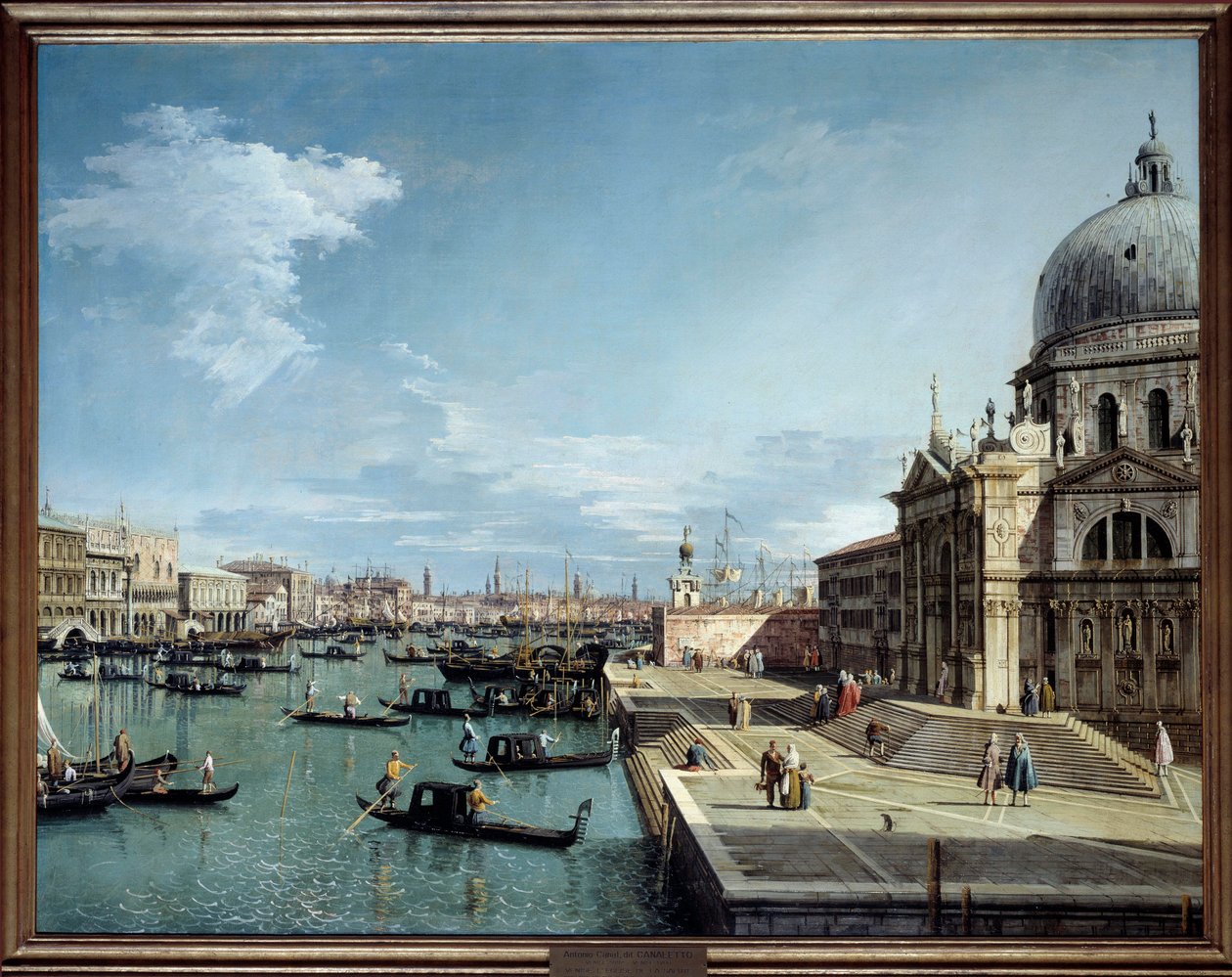 Näkymä Grand Canalin sisäänkäynnille ja Venetsian Salute-kirkolle Antonio Canal dit Canaletton maalaus (1697-1768) 1700-luvun su. 1,19x1,53 m tekijältä Canaletto