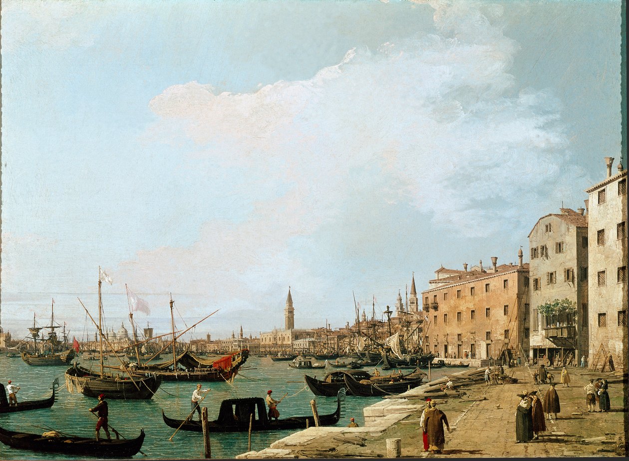 Näkymä riva degli Schiavonille, Venetsia (öljy kankaalle tekijältä Canaletto