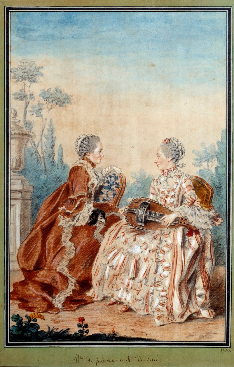 Madame de Julienne ja Madame de Serre tekevät Louis carrogis dit Carmontellen (1717-1806) akvarellimusiikkia 1700-luvulla. Pariisi, Musee Carnavalet tekijältä Carmontelle