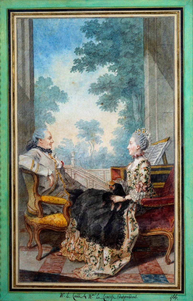 Monsieur ja Madame Despourdons akvarelli Louis Carrogis Carmontelle (1717-1806) 1766 Paris, Musee Carnavalet tekijältä Carmontelle