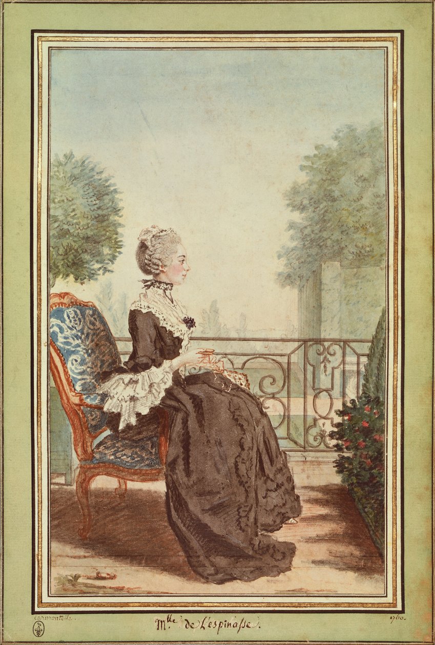 Jeanne Julie Eleonore de Lespinasse, Louis de Carmontelle (1717-1806), kaiverrus tekijältä Carmontelle
