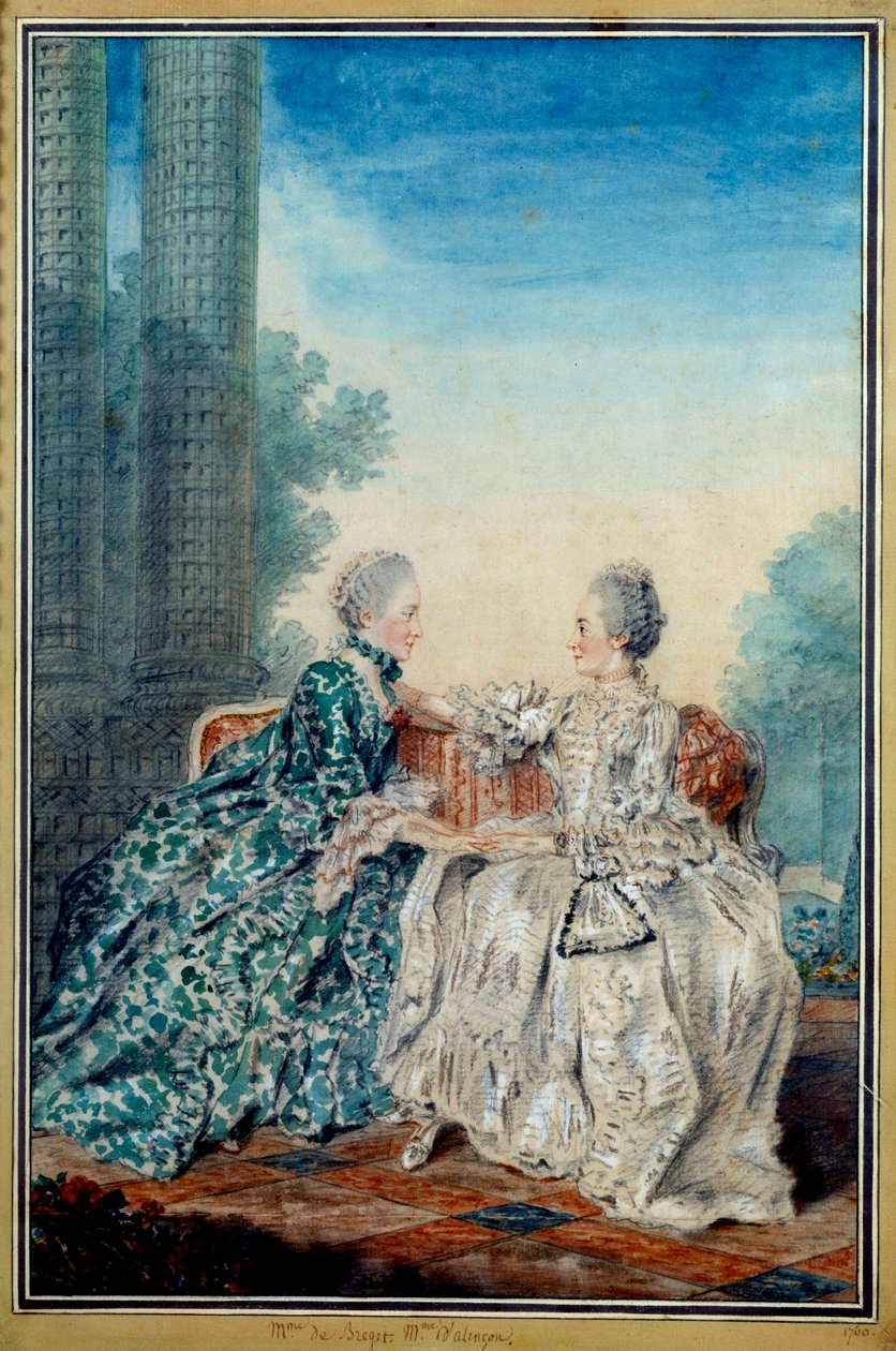 Louis Carrogis Carmontellen (1717-1806) akvarelli Madame de Bregetin ja Madame d