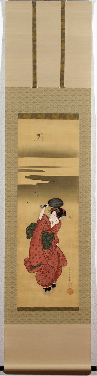 Nuori nainen metsästää tulikärpäsiä tekijältä (1777-1835) Toyokuni II
